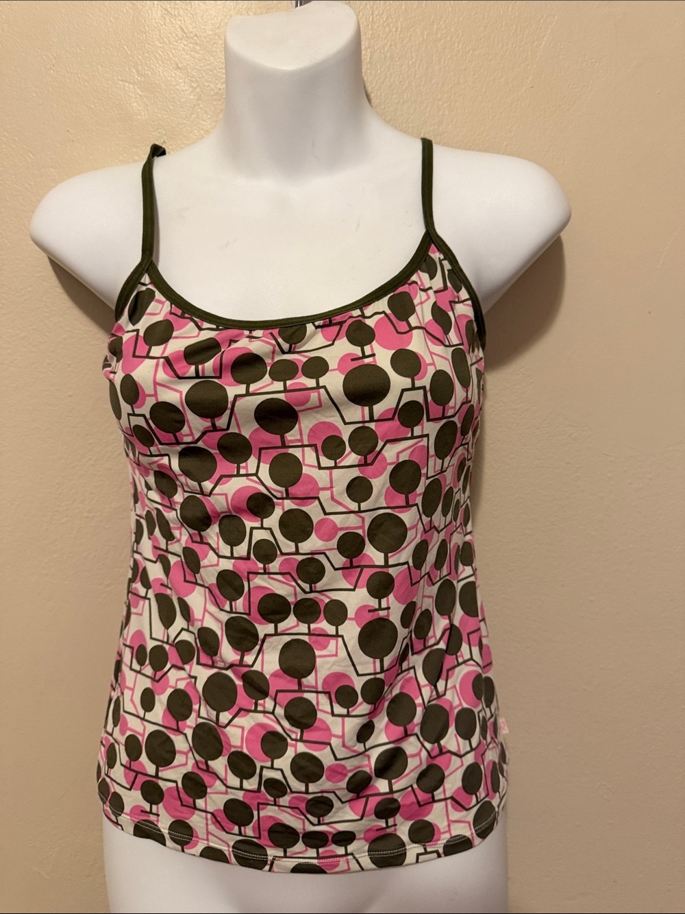 Women’s Pink & Olive Graphic Print Cami Top